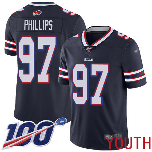 Youth Buffalo Bills 97 Jordan Phillips Limited Navy Blue Inverted Legend 100th Season NFL Jersey